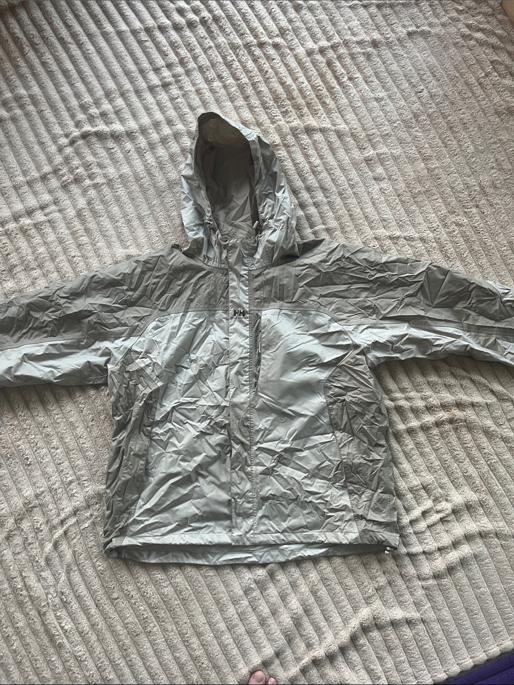 Helly Hansen Light Gray Hooded Windbreaker Jacket